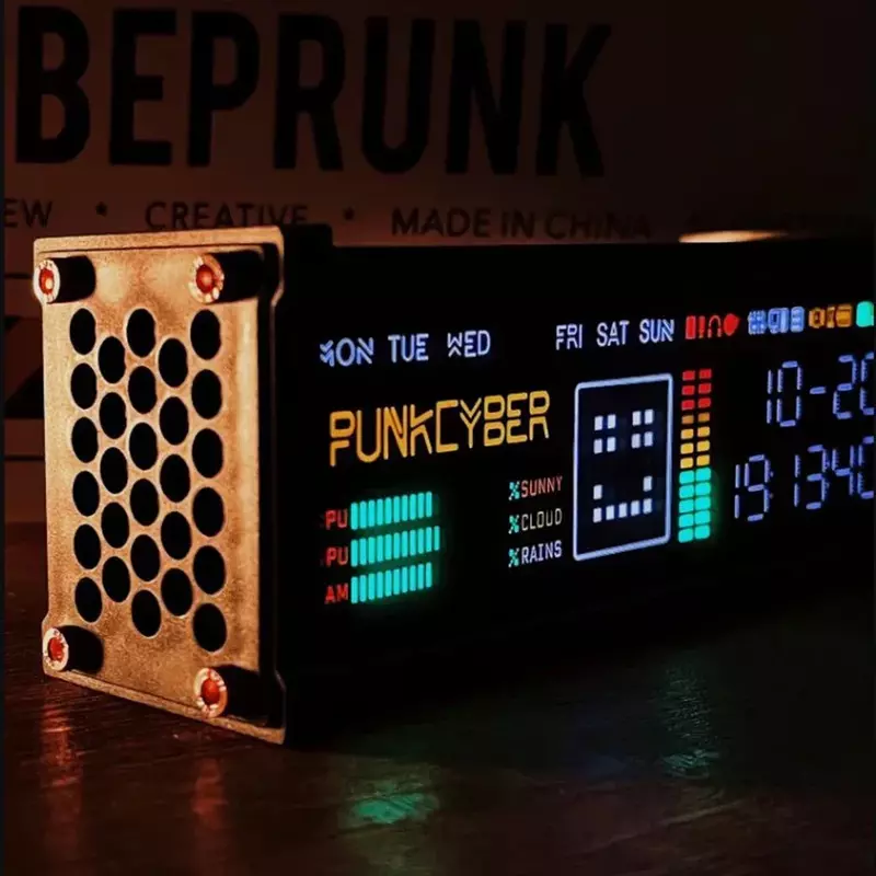 WFD Relógio Tubo Eletrônico Retro, Decorações de mesa, Matriz Pseudo-Fluorescente, Cyberpunk Função Espectro