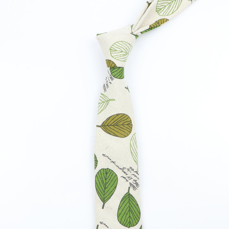New Cartoon Linen Tie Skinny Casual Necktie For Wedding Party Neckties Classic Suits Floral Animal Print Neck Ties Cravat Gift