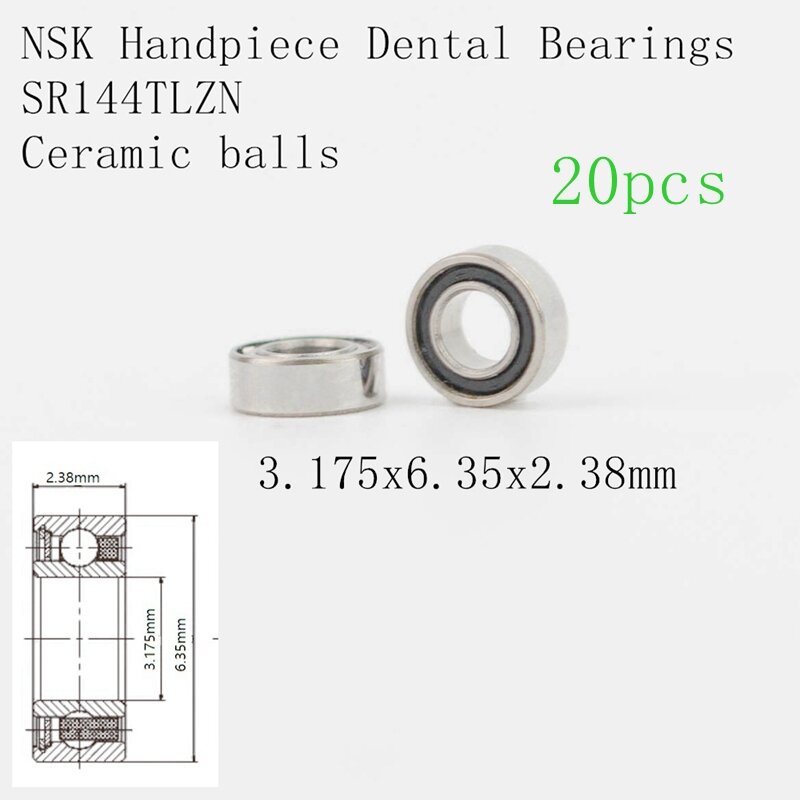 20pcs High Speed Handpiece Laboratary Ceramic Dental Bearings NSK SR144TLZN 3.175x6.35x2.38mm SR144TAZN