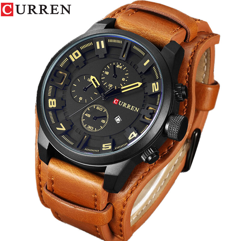 CURREN-Reloj de pulsera de cuarzo para hombre, accesorio Masculino de marca superior de lujo, a la moda y con estilo informal, resistente al agua con fecha