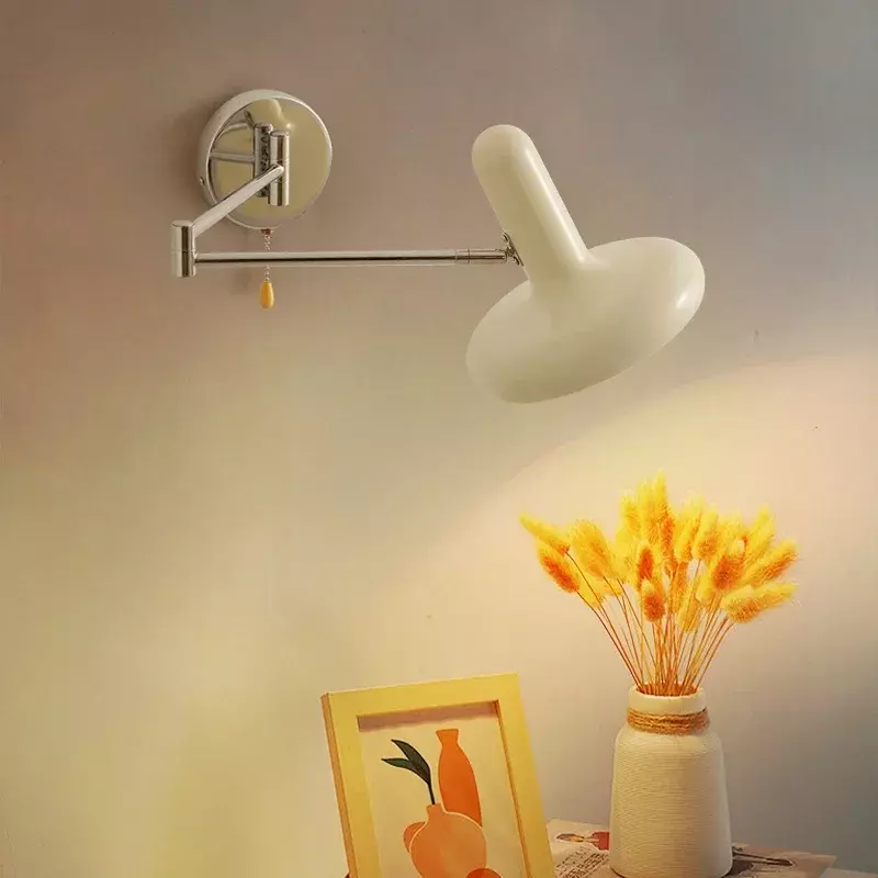 Bauhaus Wall Lamp Nordic Cream Wind Adjustable Lamp Living Room Bedroom Bedside LED Light Retractable Study Reading Light