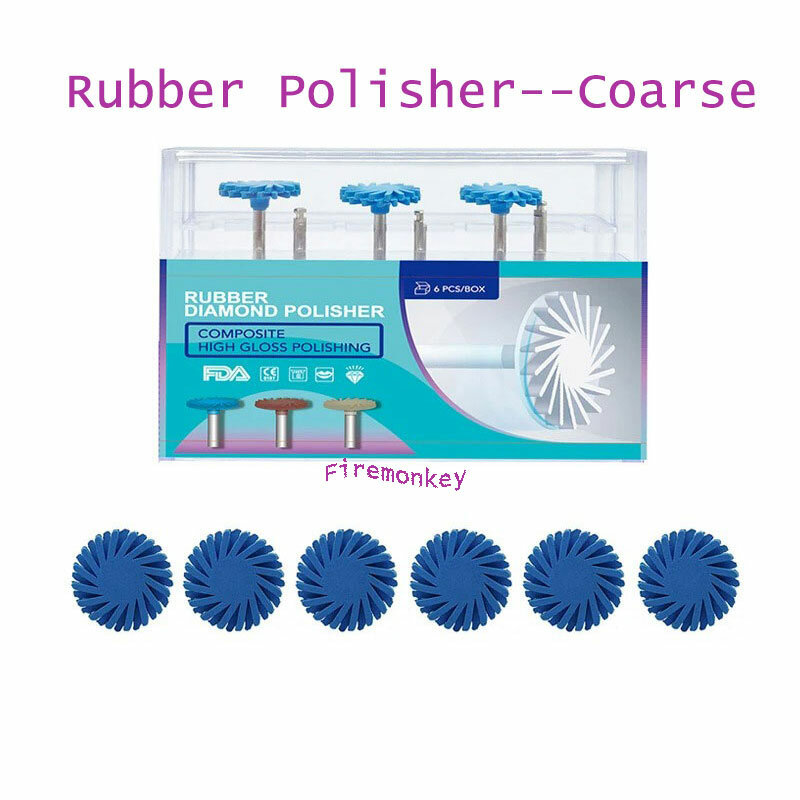 Polidor De Borracha Dental, Disco De Polimento De Resina Composto, Escova Flex Espiral, 14mm Roda, 3 Cores, 6Pcs