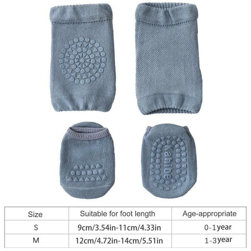 Ensemble de genouillères et chaussettes en coton pour bébé, doux, chaud, absorbant la sueur, antidérapant, respirant, protecteur de sécurité, jambières