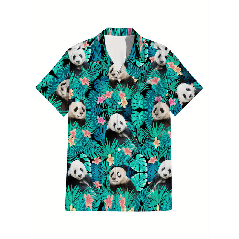 Summer Panda 3D Print Hawaiian Beach Shirts Men Women Casual Fashion Streetwear Oversized Short Sleeve Shirt Blouse Man Clothing