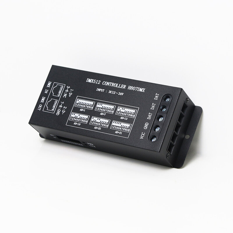 Décodeur DMX512 avec contrôleur de lumière ponctuelle LED, 1024 Pixels maximum, pour WS2812 WS2813 UCS1903 SK6812 Pixels