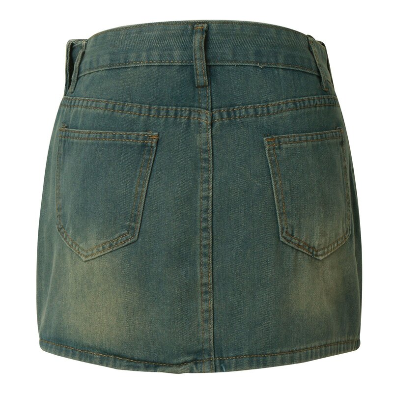 Vintage elegancka jeansowa spódniczka damska Bodycon Y2k designerska Mini spódniczka damska wysoka talia koreańska spódnica na co dzień 2024