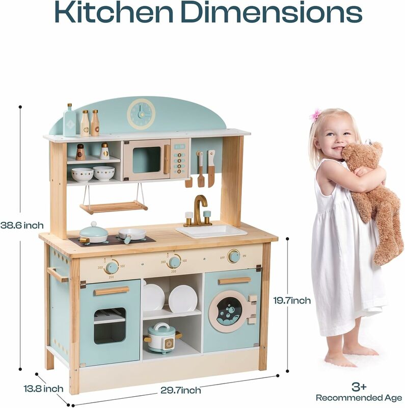 Кухонный детский игровой набор Robud Play, деревянный яркий комплект для ролевых игр, подарок для мальчиков и девочек