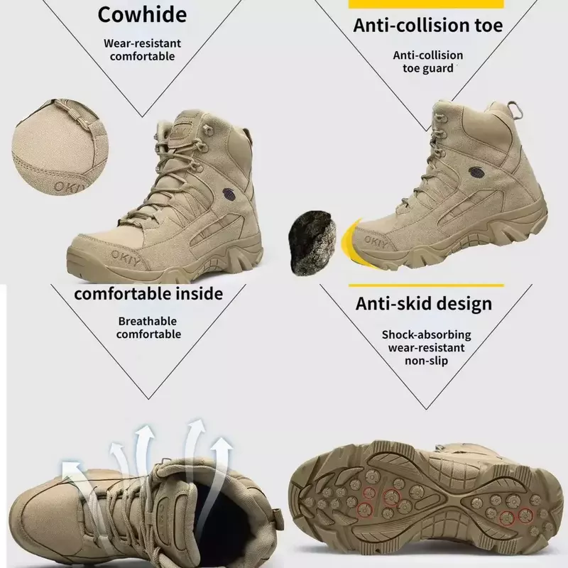 Botas de plataforma impermeables para hombre, botines de trabajo de ante de vaca para exteriores, zapatos de seguridad para senderismo, calzado atlético, novedad de 2024