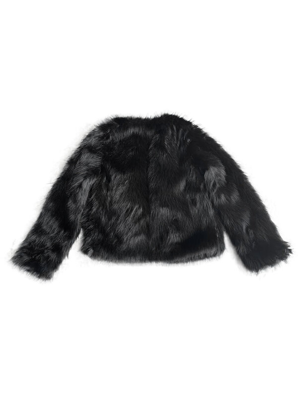 Женская зимняя укороченная куртка из искусственного меха, модные мягкие флисовые пальто с длинным рукавом, Открытый спереди, пушистая теплая верхняя одежда