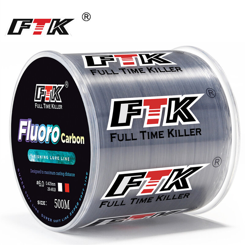 FTK Super Strong 300/500m lenza da pesca in fibra di carbonio Fluorocarbon Line Coating Carbon Surface pesca alla carpa per accessori da pesca
