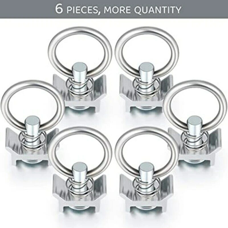 1/6/10Pcs L-Track Single Tie Down Fitting with Stainless Steel Quick Release Round Ring and Spring