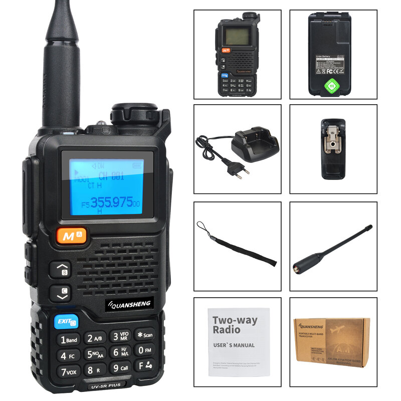Quansheng-walkie-talkie UV-5R Plus 50-600mhz,ヘルメットバンド,モトクロスバンド,インター設定,バッテリー2200mAh
