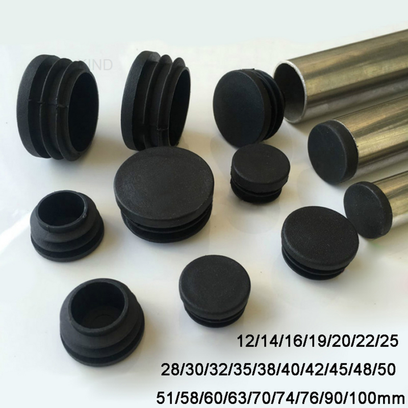 2/4/8 pcs round plastic black blanking end cap caps pipe inserts plug bung 12mm 14 16 18 - 100mm