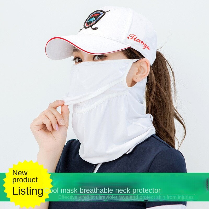 Ice Silk Sunscreen Máscara Facial, lenço feminino, Golf Cover, esportes ao ar livre, respirável, fino, verão