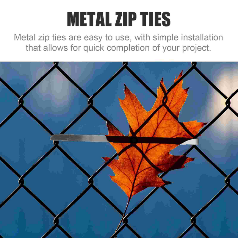 Aço inoxidável Metal Zip Ties Tool, Strap on Zipper Chain Link, Fence Gate Latch, Fio de galinha Slats, 100 Pcs