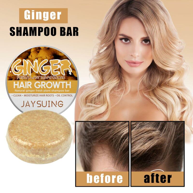 3Pcs Ginger Polygonum Soap Shampoo Sabonete Processado a Frio Sabonete Shampoo Bar Cabelo Planta Pura Shampoos Cuidados com o cabelo