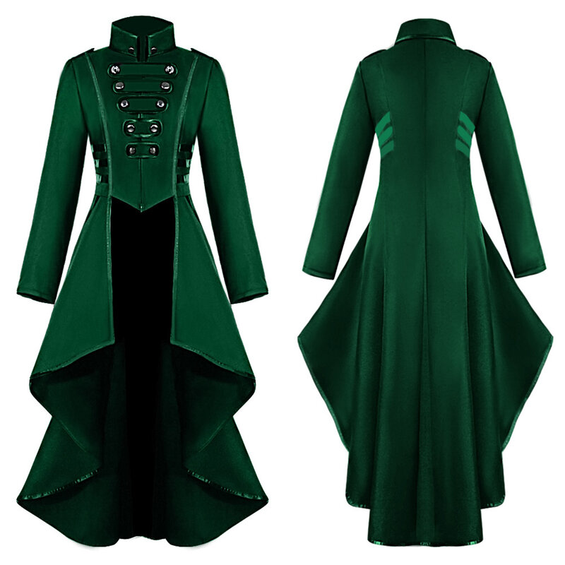 Vintage Steampunk Women Coat Punk Jacket Gothic Long Sleeve Swallowtail Dress