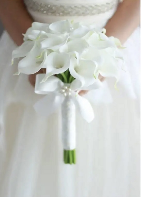 Ramo de flores artificiales para decoración de boda, ramo de novia hecho a mano, color blanco, novedad