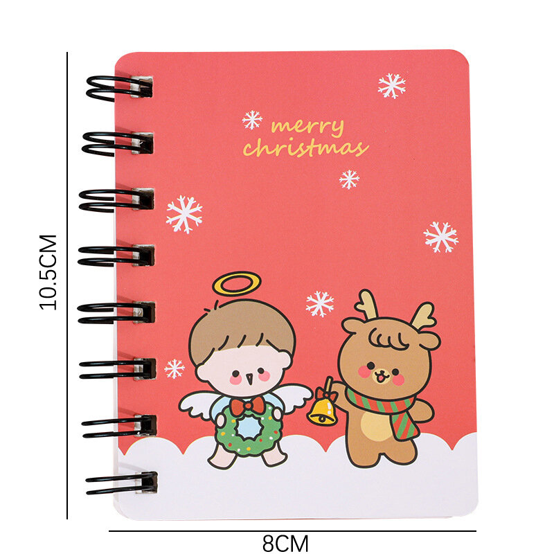 Cute Cartoon Christmas Coil Notebook, Notepad portátil, Kawaii, Papai Noel, Alce, Boneco de neve, Livro escolar, Material de escritório, Papelaria Kids