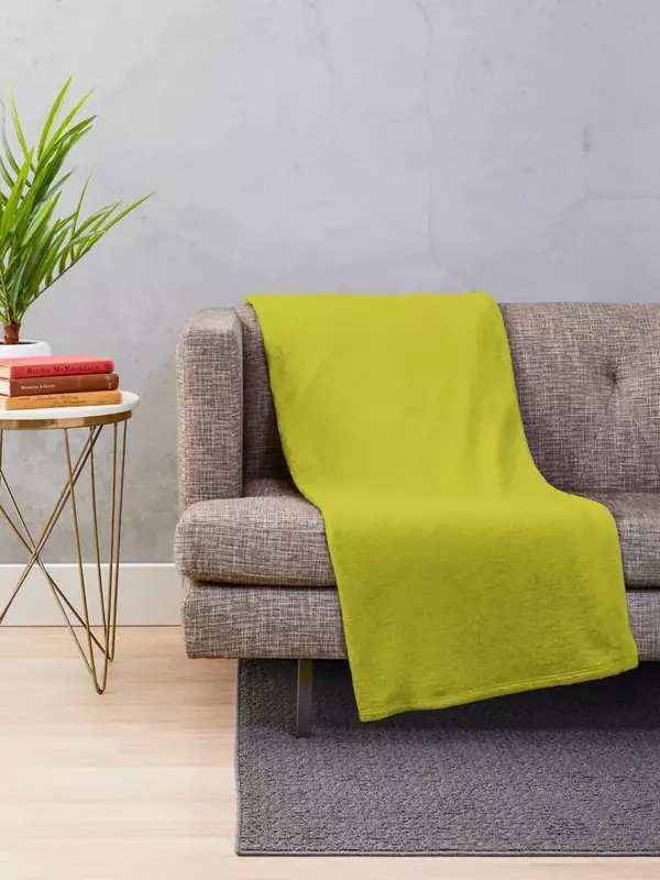 Manta a cuadros en el sofá, mantas finas de franela de manga, color sólido, Chartreuse