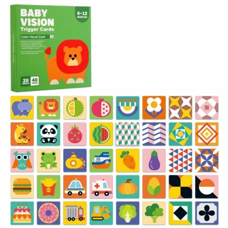 Tarjeta de estimulación Visual infantil para aprendizaje en Color, tarjetas de aprendizaje cognitivo para la Visión Temprana del bebé, aprendizaje lógico