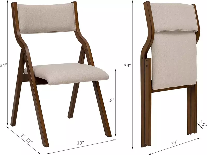 Modern Folding Chairs Folding Dining Room Chairs Set of 2, 18" Seat Height  Designer Chair  Dinning Chair