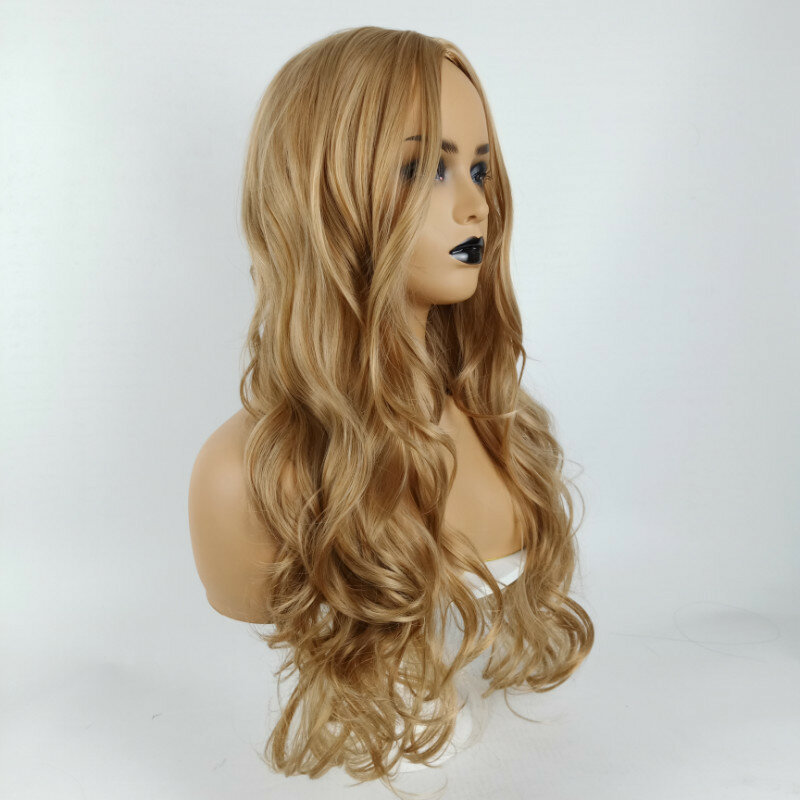 New Gradient Color Blond Hair Wig Fashionable Popular The Big Wave Long Curly Hairstyle Wig for Women Girls