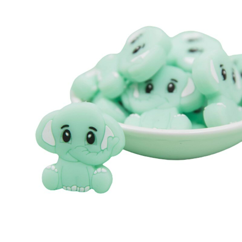 BPA gratis hewan silikon teether 5PC bayi tumbuh gigi Kalung mainan gajah makanan kelas silikon kartun keperawatan batang kecil