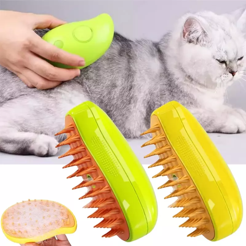 Kattenstoomborstel Stomende Hondenborstel 3 In 1 Elektrische Spray Kattenhaarborstels Voor Massage Huisdierverzorging Kammen