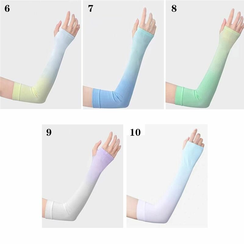 Gelo seda sol proteção braço mangas, cotovelo capa, anti-UV, gradiente cor, ao ar livre
