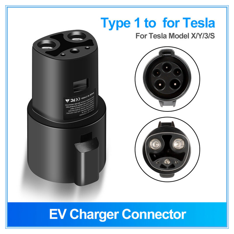 Elektrische Voertuig Ev Adapter Voor Type 1 Naar Tesla Convertor J1772 Naar Tesla Ev Oplader Connector Voor Elektrische Auto-Accessoires