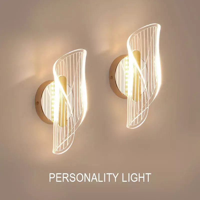 Luxe Led Wandlampen Nordic Gold 3-Kleur Licht Acryl Slaapkamer Bed Hal Woonkamer Balkon Vanity Decoratie Muur lamp