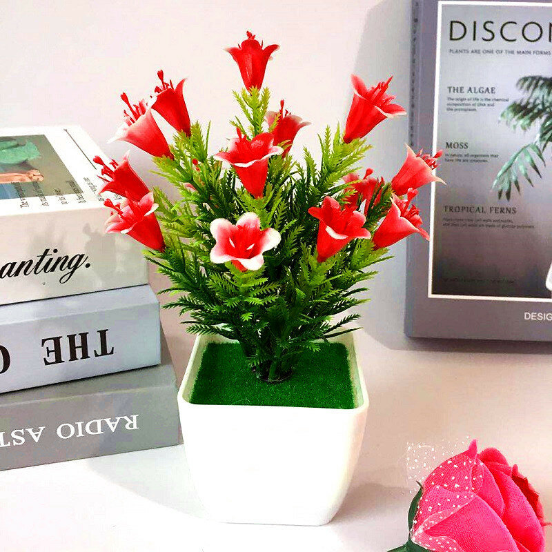 Planta Artificial de escritorio para decoración del hogar, Pinecone de plástico falso, flor de lirio, mesa en maceta, Oficina fresca, 18cm