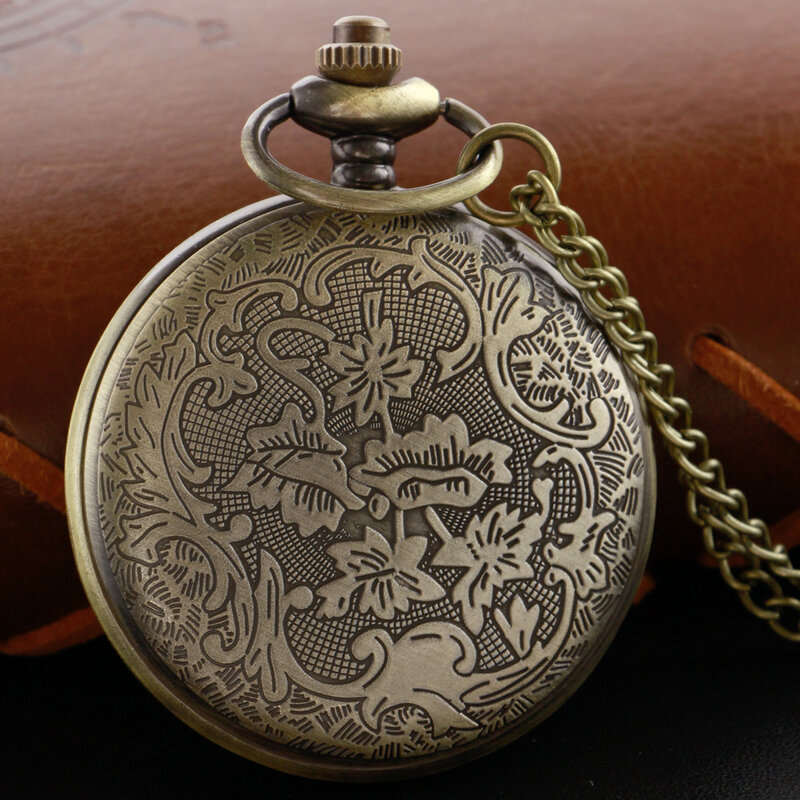 Dragon Undead Bird ควอตซ์นาฬิกาพ็อกเก็ตนาฬิกา Vintage Bronze Fob Chain โรมันดิจิตอลรอบสร้อยคอจี้ของขวัญนาฬิกา