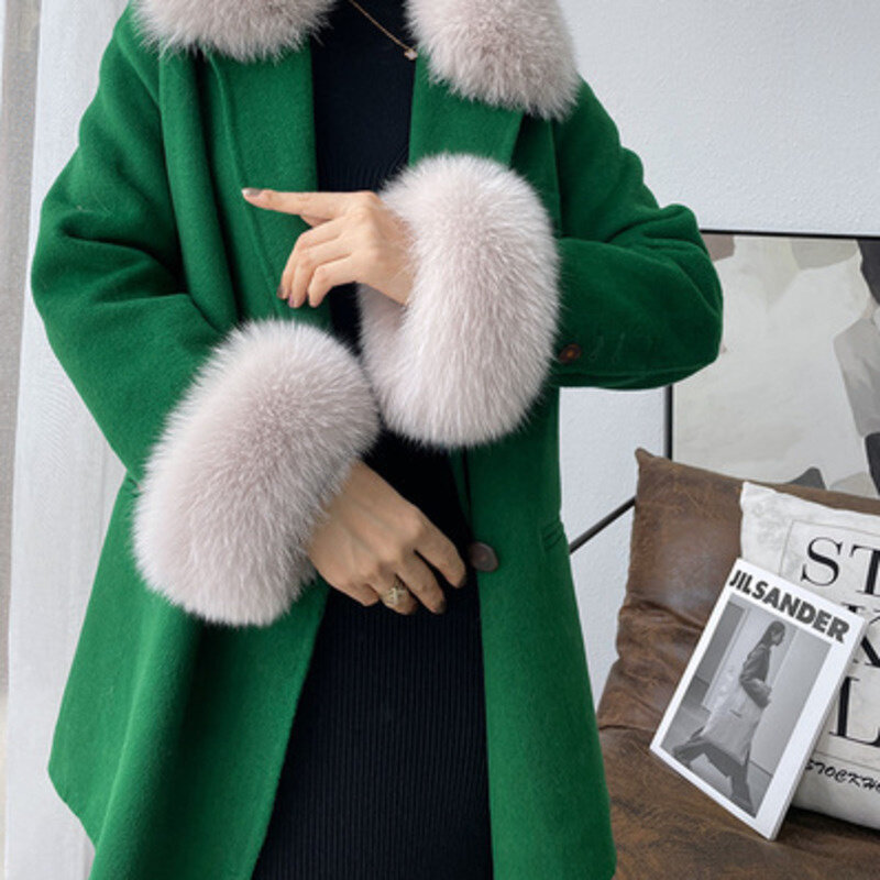 Real Fox Fur Cuff  Wrist Large Size Fluffy Real Fox Fur Cuffs Sleeves For Women Luxury Winter Warmer Arm Wrist Sleeves