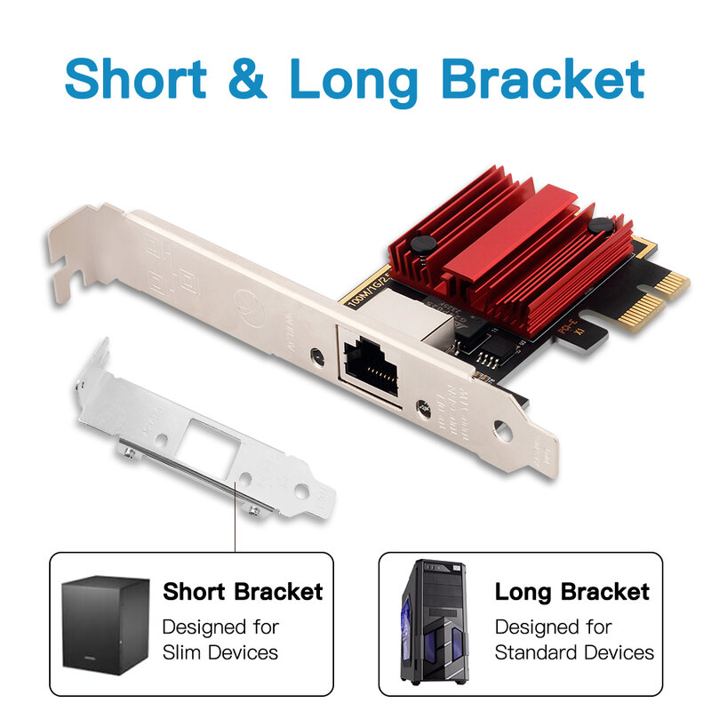 Adaptateur LAN RJ45 Gigabit 2500Mbps pour PC, PCI-E, RTL8125B, carte réseau express, Ethernet ou Win7/8/10/11/Linux
