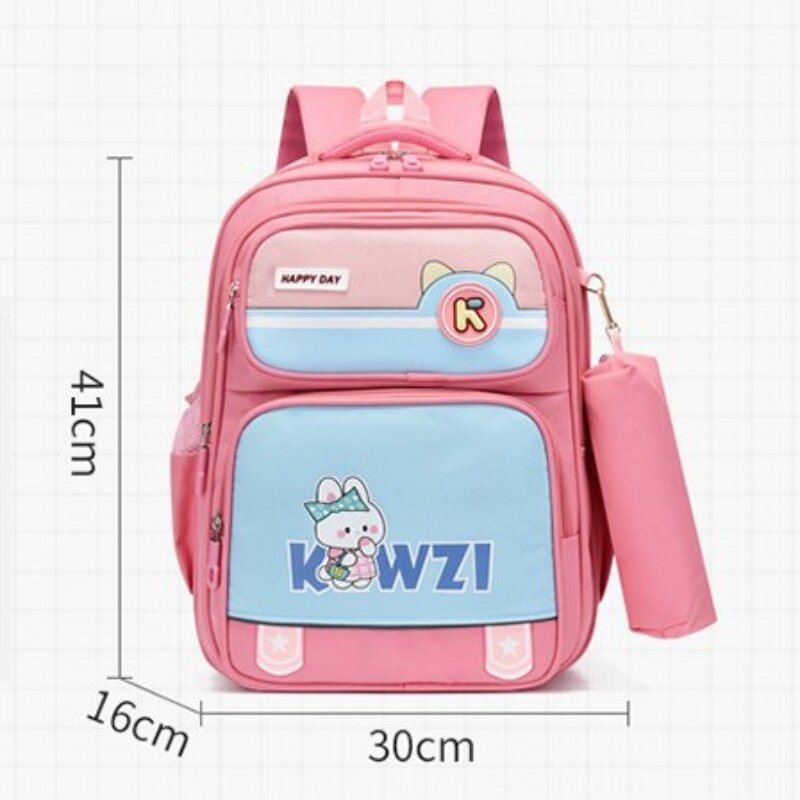 Bolsa de escola primária para meninos e meninas, mochila princesa dos desenhos animados, mochila impermeável casual com caneta, estilo bonito, 2023