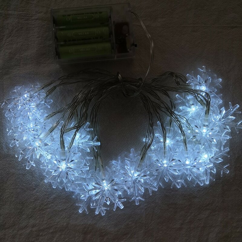Guirnalda de luces LED con forma de copo de nieve para Navidad, guirnalda para árbol de Navidad, decoración de Año Nuevo, 10/20/40/80LEDs
