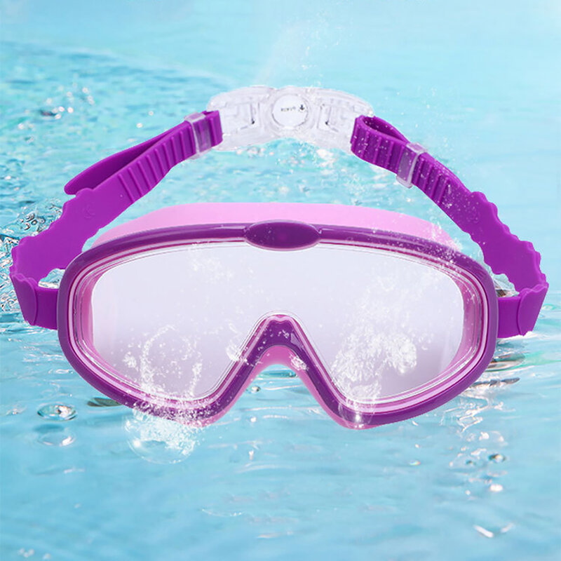 แว่นตาว่ายน้ำเด็กกันน้ำว่ายน้ำหน้ากากดำน้ำแว่นตา UV Anti หมอกน้ำกีฬาแว่นตาขนาดใหญ่กรอบสำหรับเด็กวัยรุ่น