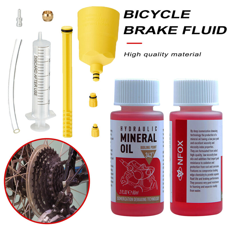 60Ml olio freno per bicicletta Mountain Bike manutenzione liquido dei freni sistema di olio minerale fluido accessori per la riparazione della bici iniettore di olio