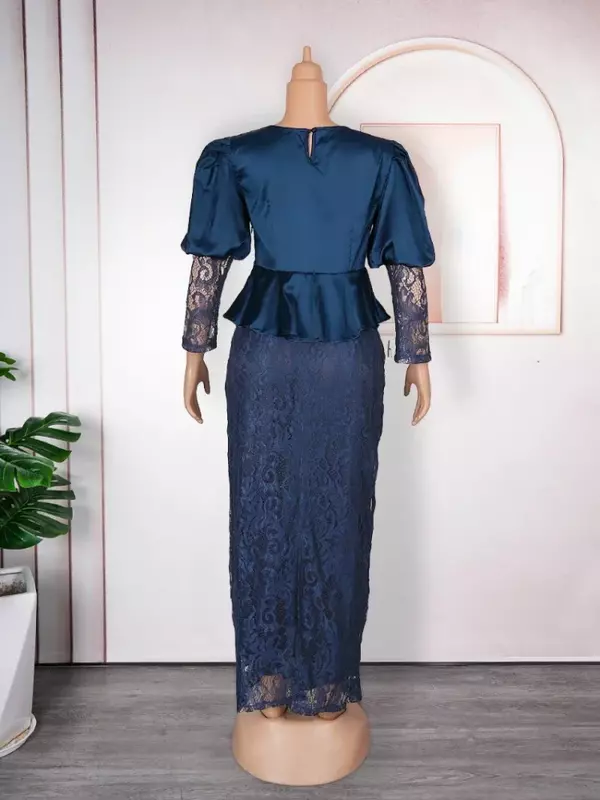 Gaun Afrika untuk wanita 2023 mode baru Dashiki Ankara gaun pernikahan renda pesta ukuran Plus atasan dan rok Turki elegan setelan