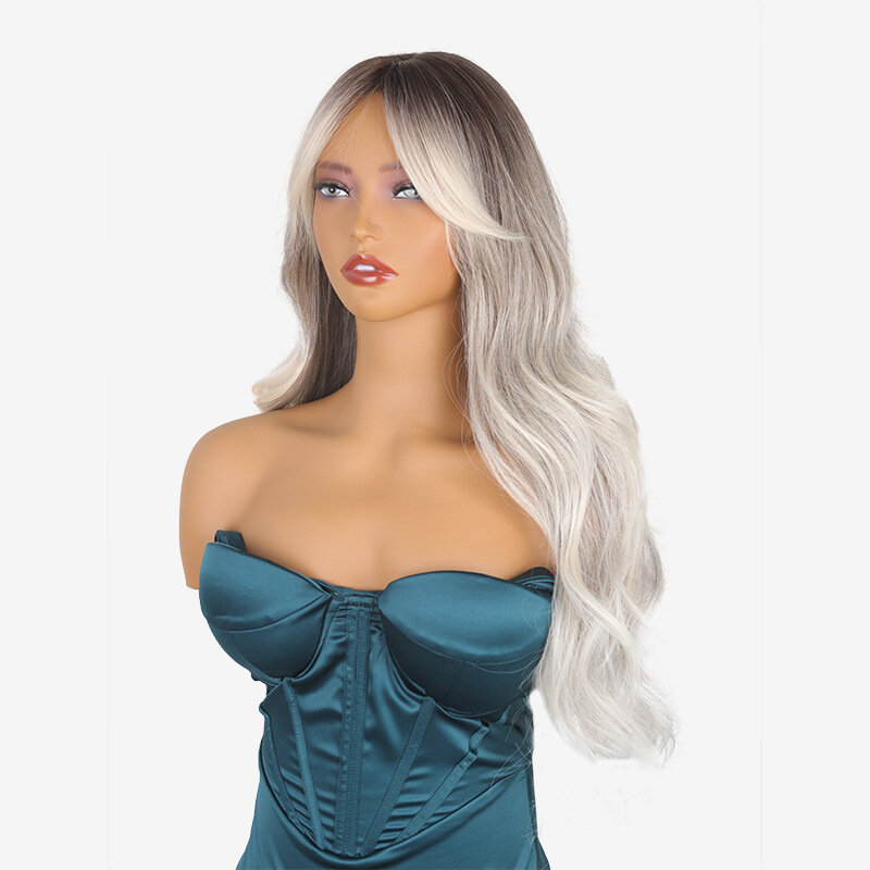 SNQP-Perruque longue bouclée grise argentée pour femme, 70cm, cheveux avec angle, THES Nature, nouveau, 03/Cosplay, fête, degré de chaleur