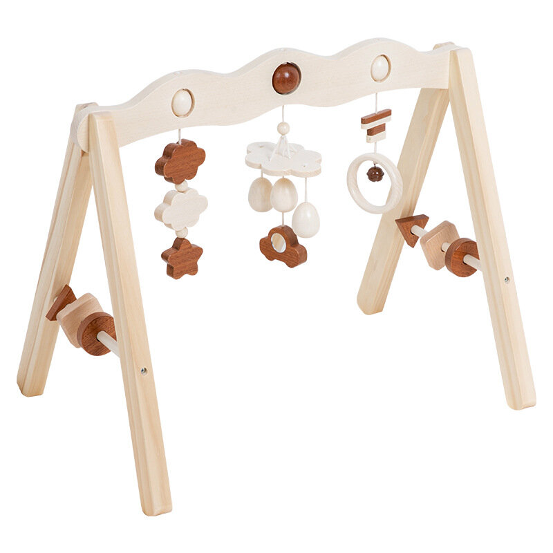 Tikar bermain kualitas tinggi untuk bayi, dengan boneka rajut gantung, mainan bingkai kayu untuk bayi