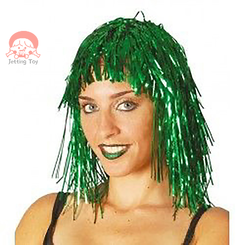 Foil Tinsel parrucche Costume Cosplay divertente cappello lucido accessori per capelli metallici per parrucca Masquerade carnevale festa