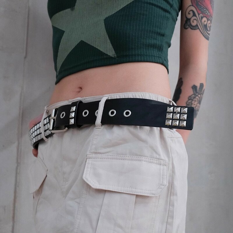 Rivet metal belt, Korean version of punk style hardware belt