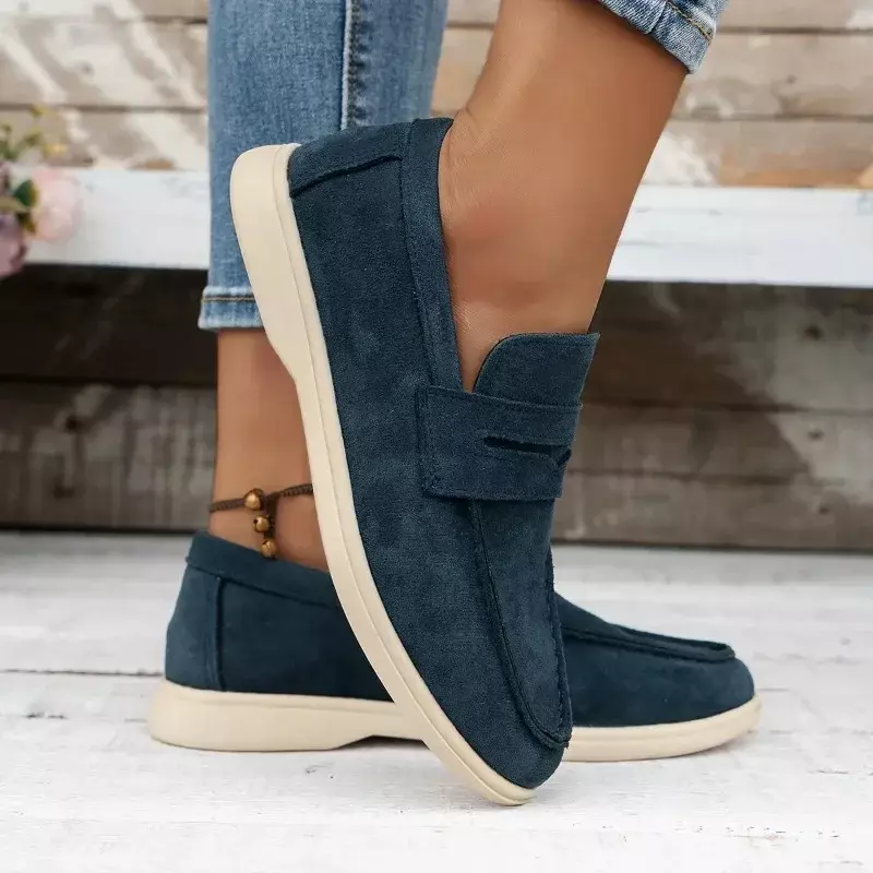 2024 Damen Sommer mode runde Zehen flachen Mund Slip-On Designer vulkan isierte Schuhe Outdoor lässig flachen Boden Frauen Loafer