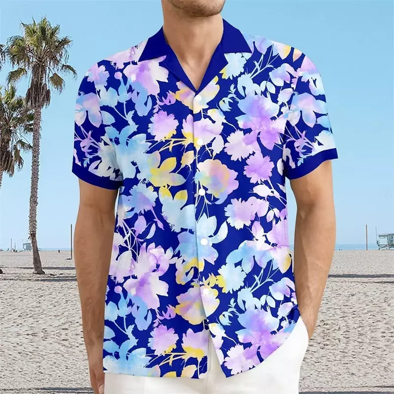 Camisa hawaiana de manga corta para hombre, tela suave cómoda, patrón de árbol de coco impreso en 3D, ropa de talla grande, informal, nuevo