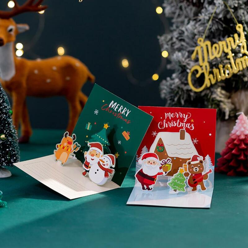 1 Набор рождественских открыток 3D милый мультяшный Санта-Клаус Снеговик Лось Рождественская открытка вечерние приглашения подарки Новогодняя поздравительная открытка