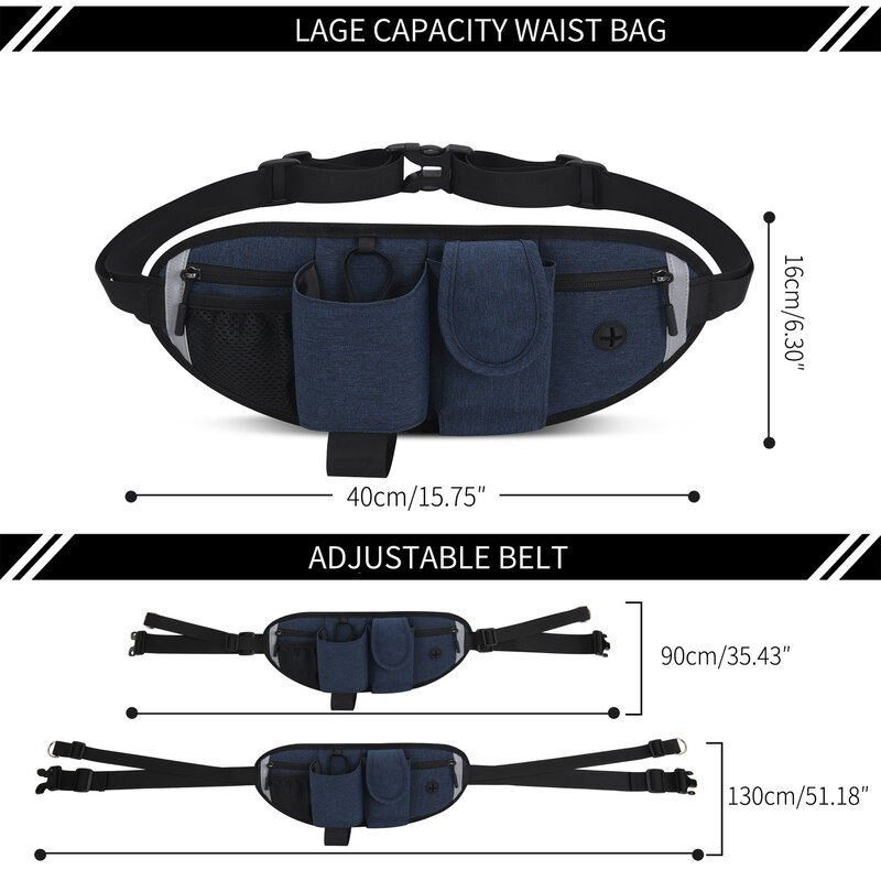 Dog Walking Traction Rope Belt, cintura ajustável Bag, Jogging leash, 85cm-130cm