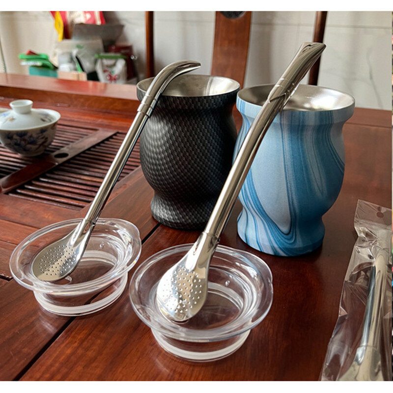 New Stainless Steel 304 Straw Spoon Tea Filter Yerba Mate Bombilla Reusable Coffee Spoons Milk Drinking